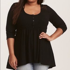 Torrid Lace Waffle Knit Baby Doll Blouse